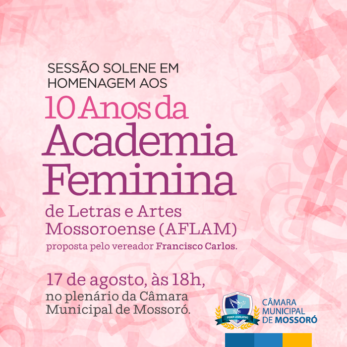 Câmara homenageia Academia Feminina de Letras e Artes de Mossoró