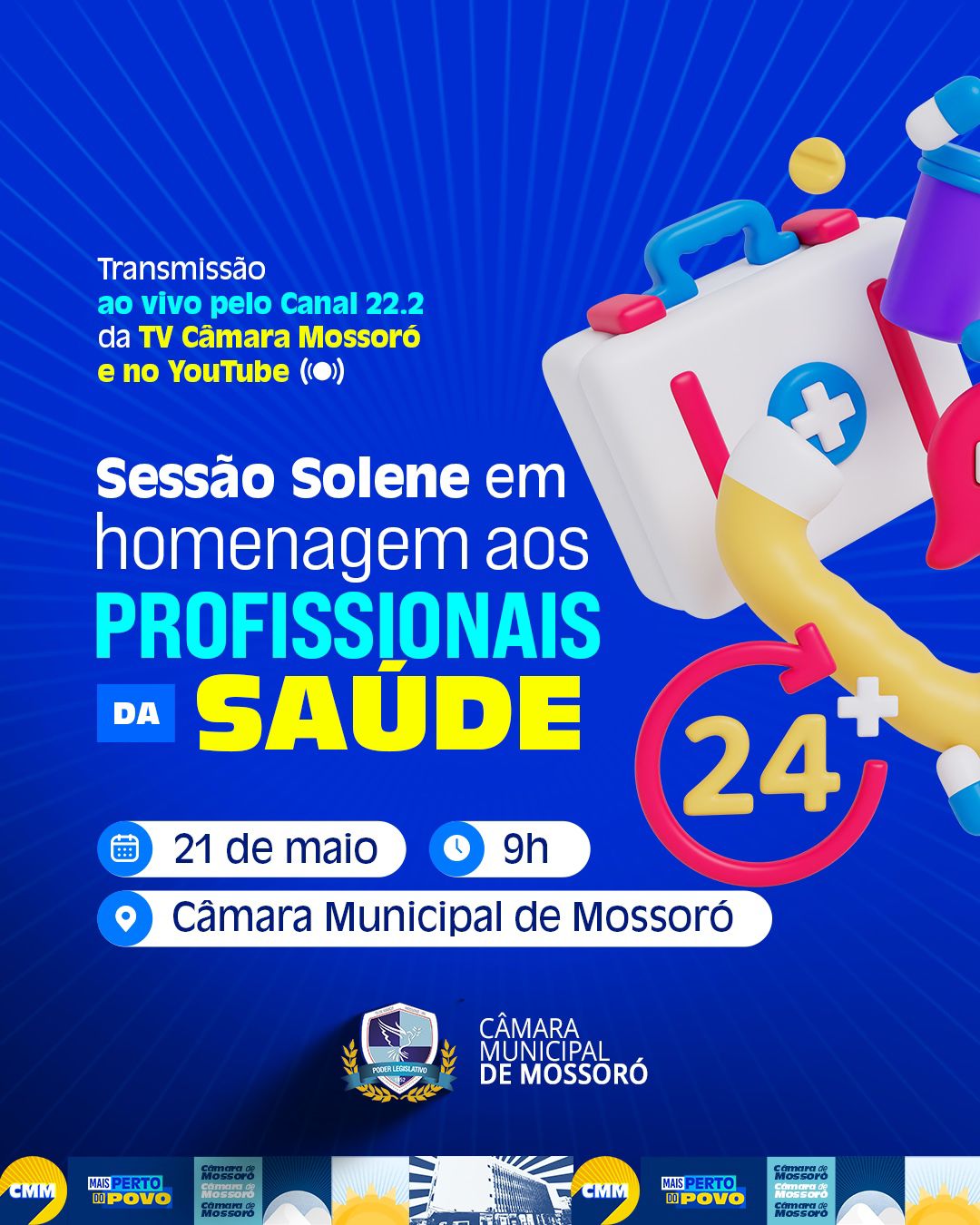 Câmara Municipal realizará sessão solene em homenagem aos profissionais de saúde nesta quinta-feira, 21