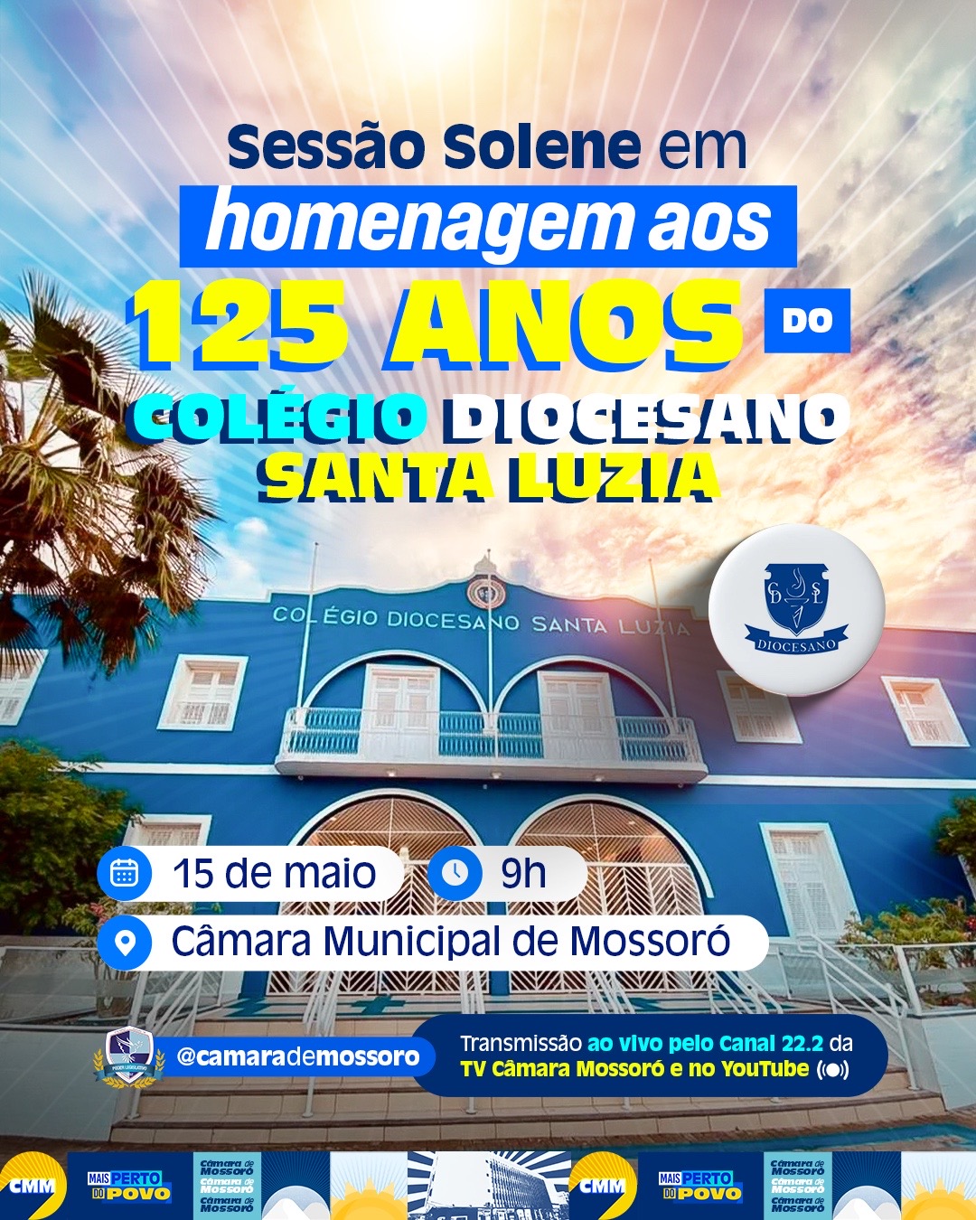 Câmara vai realizar solenidade em homenagem aos 125 anos do Colégio Diocesano